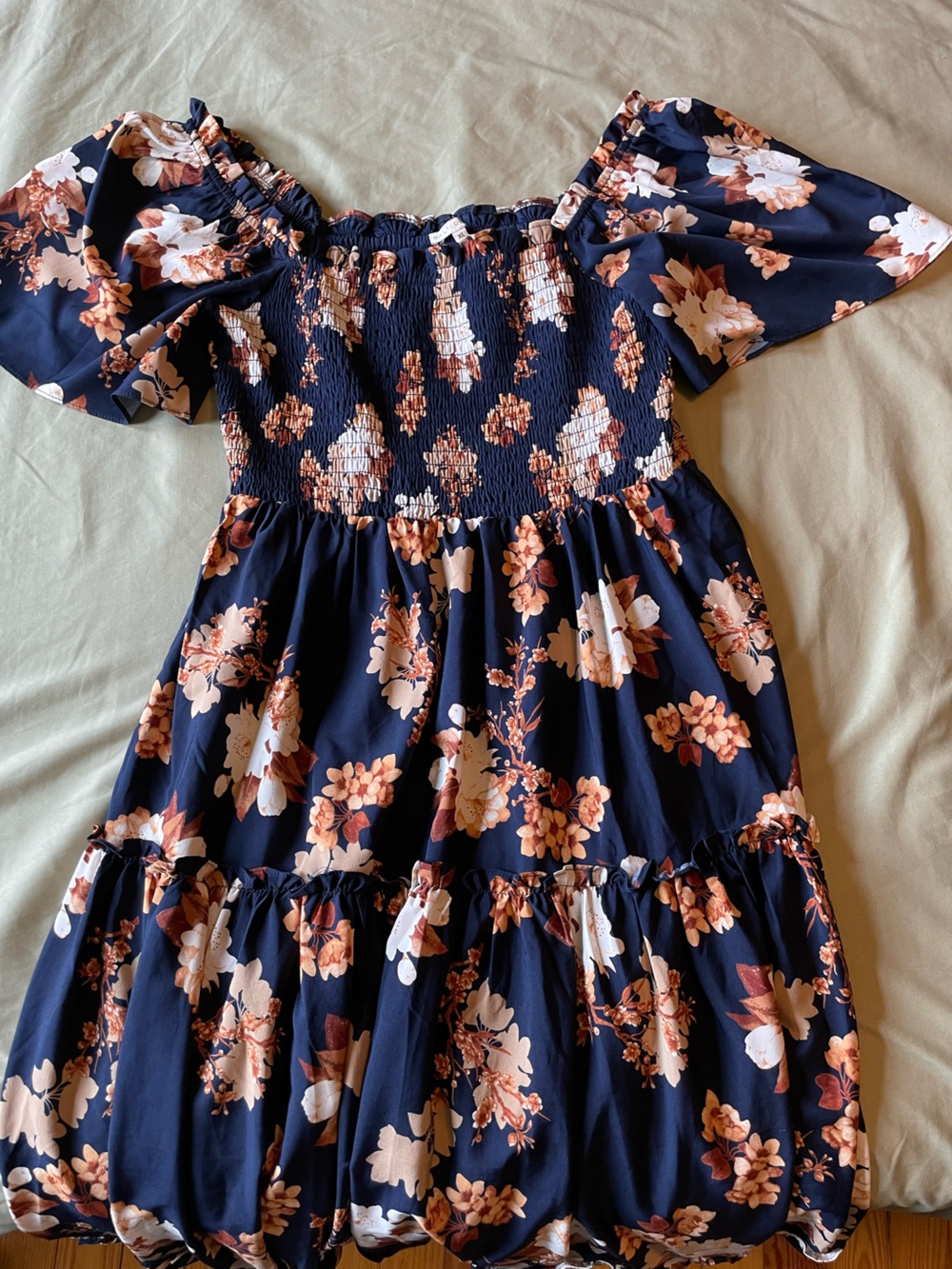 Baltic Born Navy Maxi Dress with Peach Floral Print